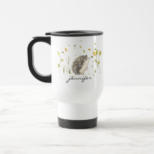 Hedgehog and Bees Personalized Travel Mug