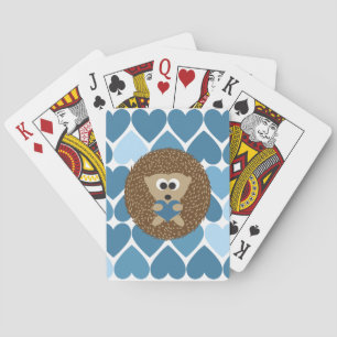 Hedgehog and Blue Hearts Playing Cards