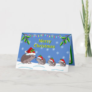 Hedgehog and children Christmas  Card