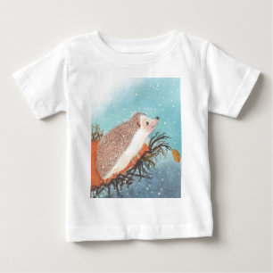 Hedgehog and first snowflakes   baby T-Shirt