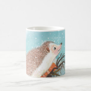 Hedgehog and first snowflakes   coffee mug