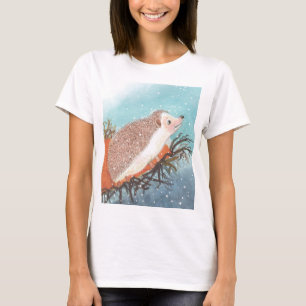 Hedgehog and first snowflakes   T-Shirt