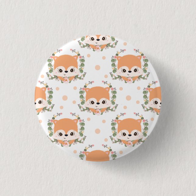 Hedgehog And Flower Tattoo 1 Inch Round Button (Front)