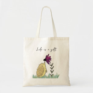 Hedgehog and Flower Tote Bag