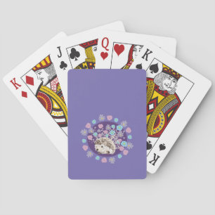 Hedgehog and Flowers Playing Cards