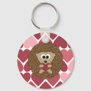 Hedgehog and hearts keychain