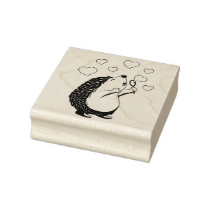 Hedgehog and Hearts Rubber Stamp
