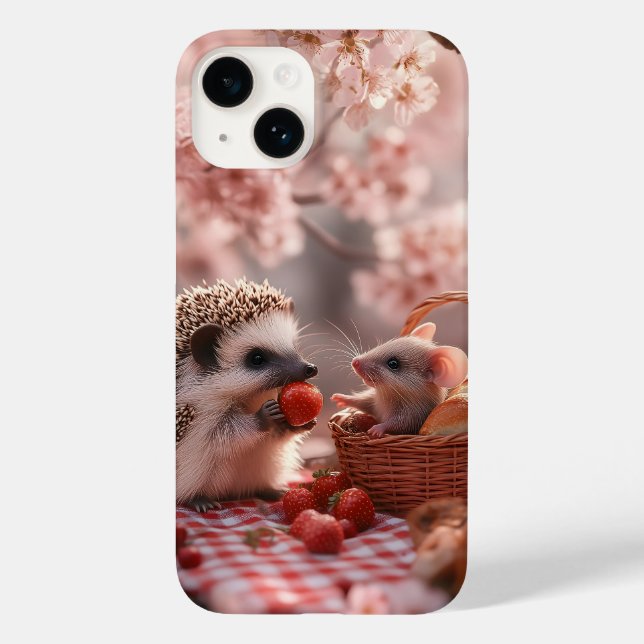 Hedgehog and Mouse Sharing Strawberries - Picnic Case-Mate iPhone Case (Back)