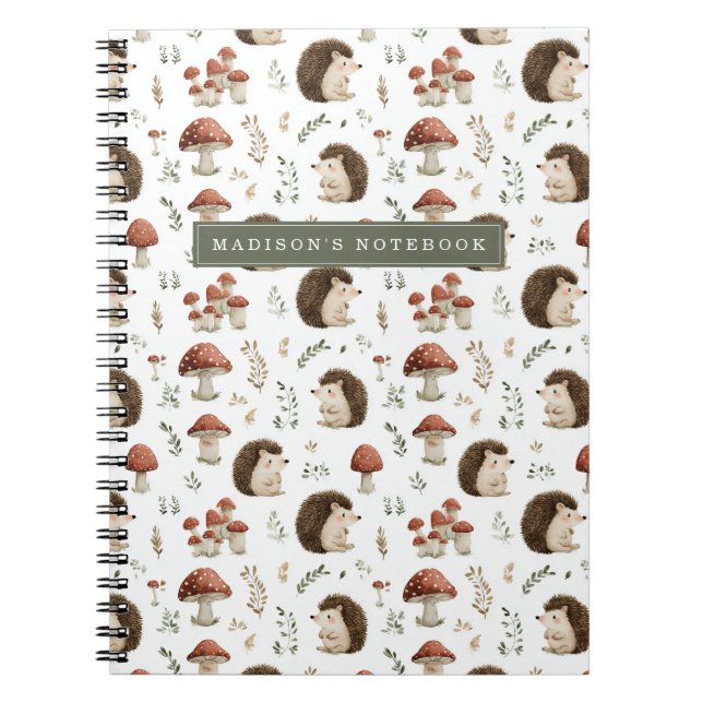 Hedgehog and Mushrooms Notebook (Front)