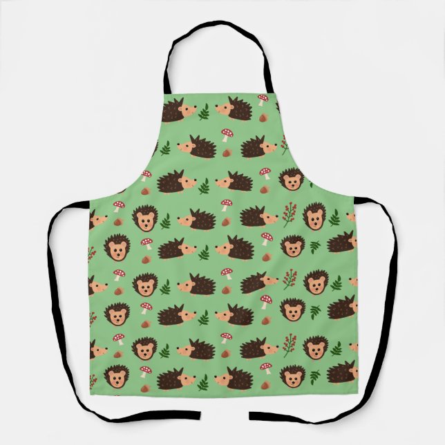 Hedgehog and Woodland Pattern Apron (Front)