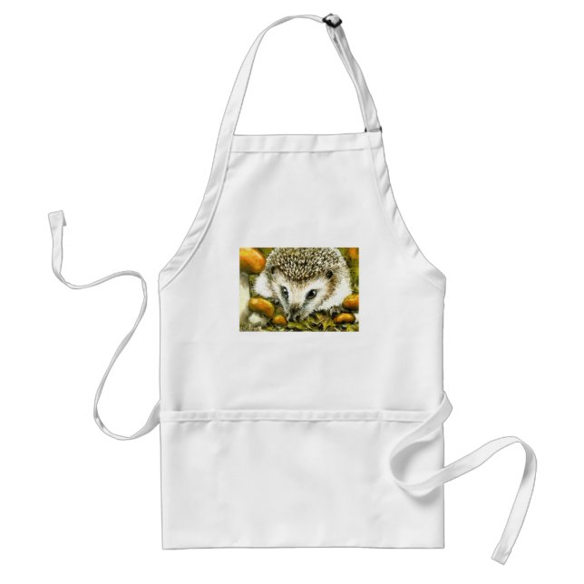 Hedgehog and yummy mushrooms standard apron (Front)