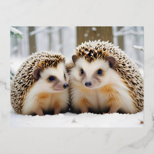 Hedgehog Animal Nature Wildlife Affection Caring Foil Holiday Postcard