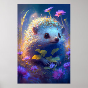 Hedgehog Animal Portrait Painting Wildlife Outdoor Poster