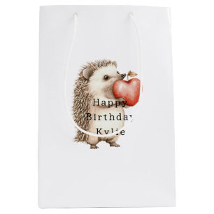 Hedgehog Apple Heart Birthday Medium Gift Bag