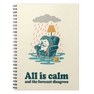 Hedgehog Armchair Rainy Day Spiral Notebook
