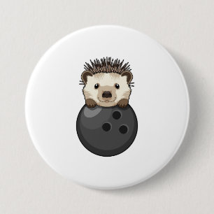 Hedgehog at Bowling with Bowling ball 3 Inch Round Button