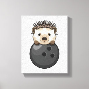 Hedgehog at Bowling with Bowling ball Canvas Print