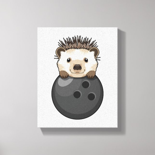 Hedgehog at Bowling with Bowling ball Canvas Print (Front)