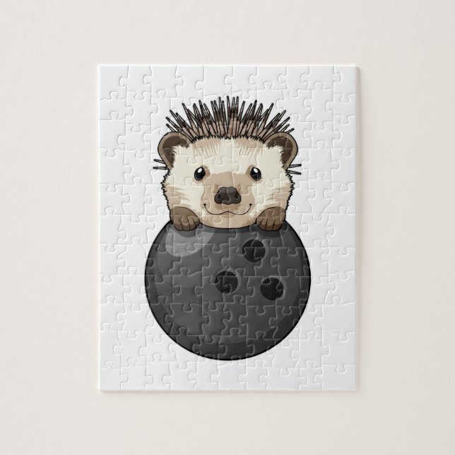Hedgehog at Bowling with Bowling ball Jigsaw Puzzle (Vertical)