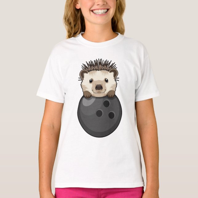 Hedgehog at Bowling with Bowling ball T-Shirt (Front)