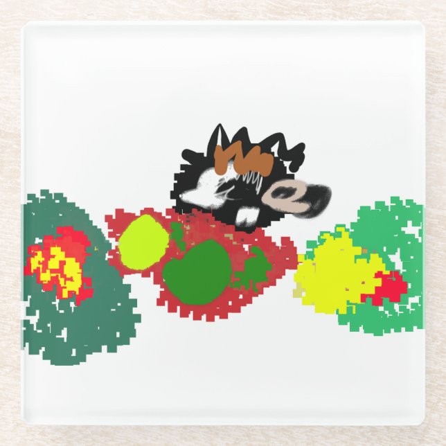 Hedgehog autumn wild glass coaster (Front)