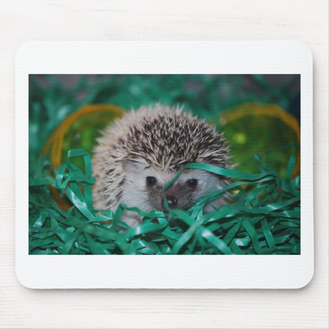 Hedgehog Baby in Easter Grass Mouse Pad (Front)