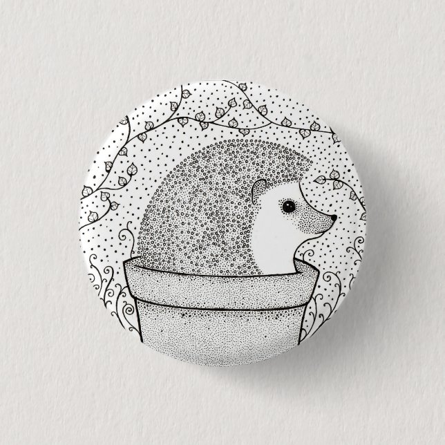 Hedgehog Badge 1 Inch Round Button (Front)