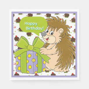 Hedgehog Birthday Napkin