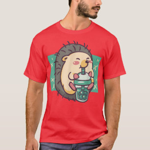 Hedgehog Boba Tea Bubble Tea Anime Kawaii Funny He T-Shirt