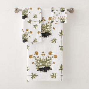 Hedgehog Botanical Woodland Pattern Bath Towel Set