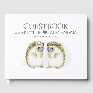 Hedgehog Brides Cute Lesbian Gay Couple Wedding Guest Book