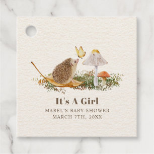 Hedgehog Butterfly Mushroom Woodland Baby Shower Favour Tags