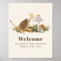 Hedgehog Butterfly Mushroom Woodland Baby Shower