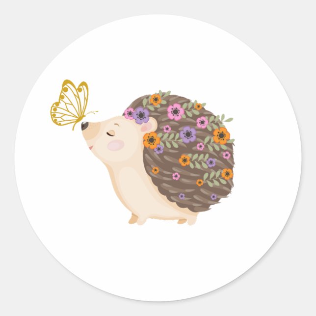 Hedgehog butterfly spring sticker (Front)