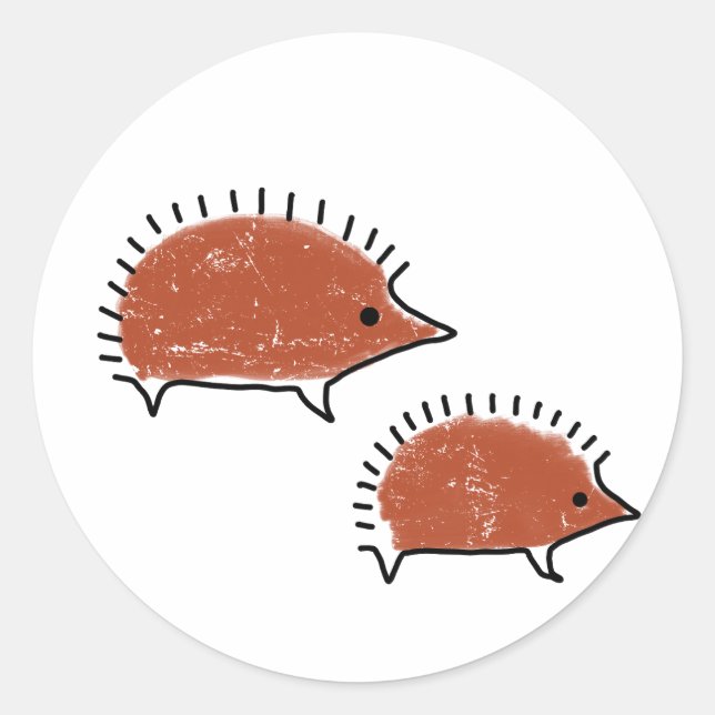 Hedgehog cave painting classic round sticker (Front)