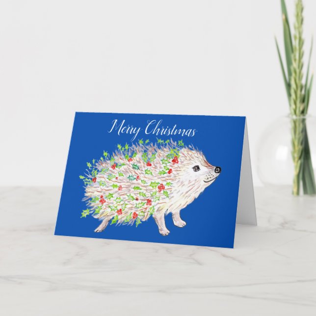 Hedgehog Christmas Card (Front)