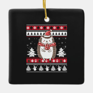 Hedgehog Christmas Ceramic Ornament