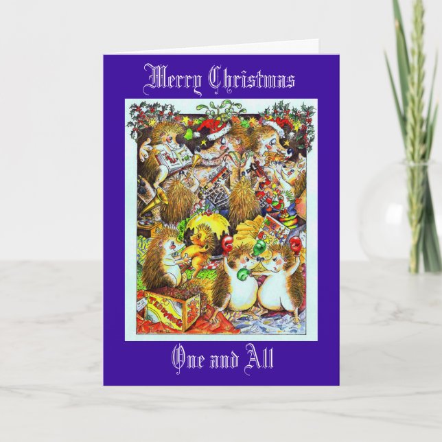 Hedgehog Christmas Holiday Card (Front)