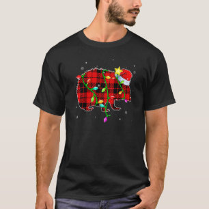 Hedgehog Christmas Santa Hat Xmas Lights Holidays T-Shirt