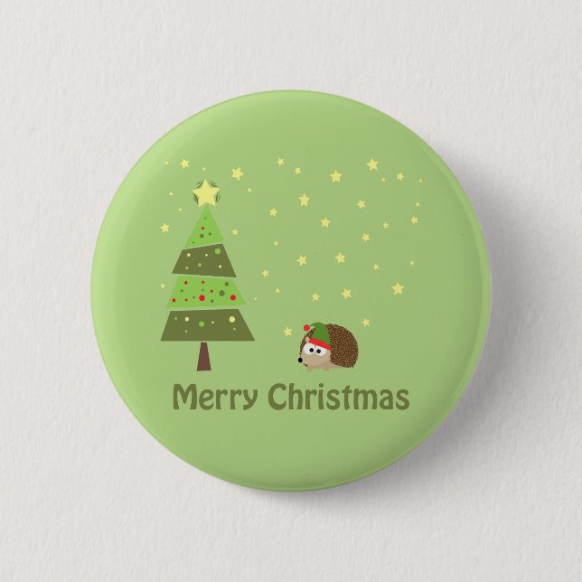 Hedgehog Christmas Scene 2 Inch Round Button (Front)