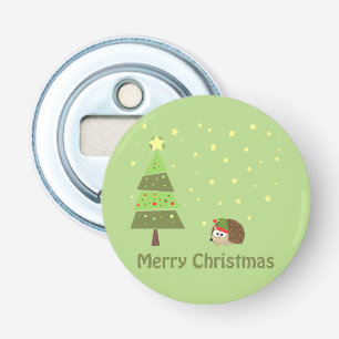 Hedgehog Christmas Scene Bottle Opener