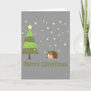 Hedgehog Christmas Scene Holiday Card
