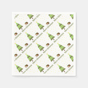 Hedgehog Christmas Scene Napkin