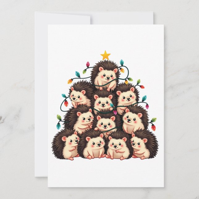 Hedgehog Christmas Tree Merry Christmas Xmas  Invitation (Front)