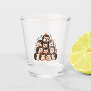 Hedgehog Christmas Tree Merry Christmas Xmas  Shot Glass