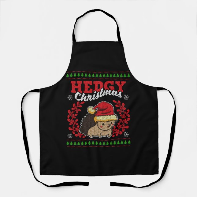 Hedgehog Christmas Ugly Christmas Xmas Gift Apron (Front)