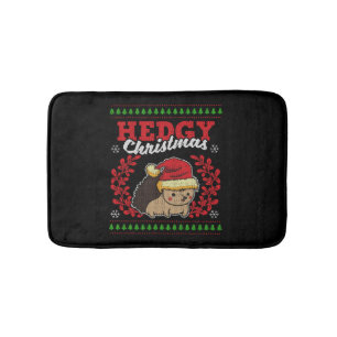 Hedgehog Christmas Ugly Christmas Xmas Gift Bath Mat