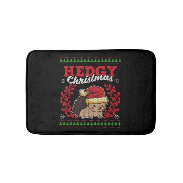 Hedgehog Christmas Ugly Christmas Xmas Gift Bath Mat (Front)