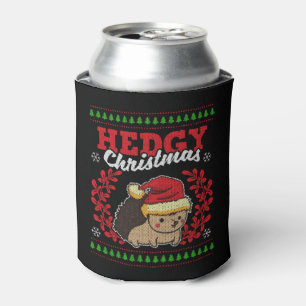 Hedgehog Christmas Ugly Christmas Xmas Gift Can Cooler