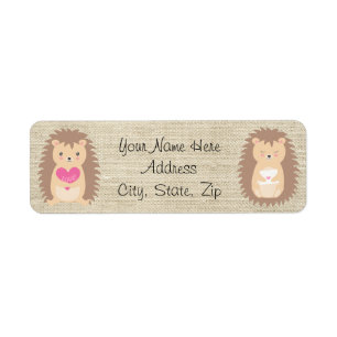 Hedgehog Country Burlap Pattern Return Address